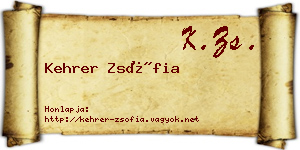Kehrer Zsófia névjegykártya